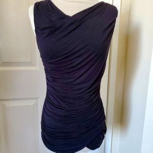 Bailey 44 Black Ruched Sleeveless Stretch Knit  Top Women's Size M